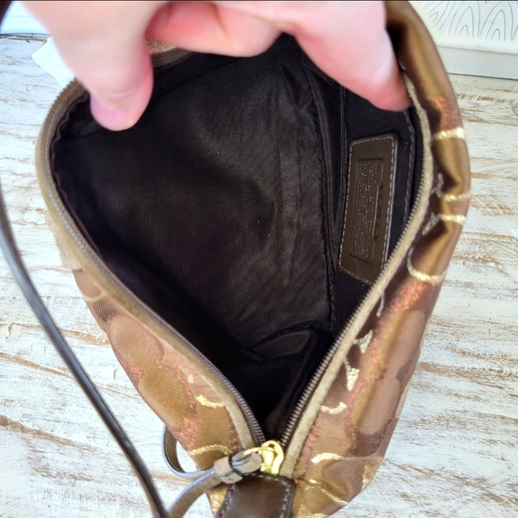 Coach Satchel Brown Metallic Vintage Signature Handbag Y2K - Picture 8 of 12